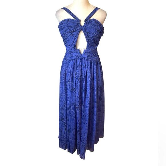The Jetset Diaries Sea Goddess Blue Cutout Front Slit Maxi Dress Size XS - Picture 3 of 11